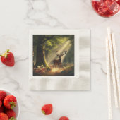 朝の森の鹿 縁ありカクテルナプキン (インサイチュ)