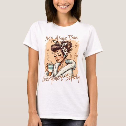 朝の楽しいコーヒータイムの女性 Tシャツ (正面)