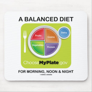 朝の正午および夜MyPlateのバランスの取れた食事 マウスパッド