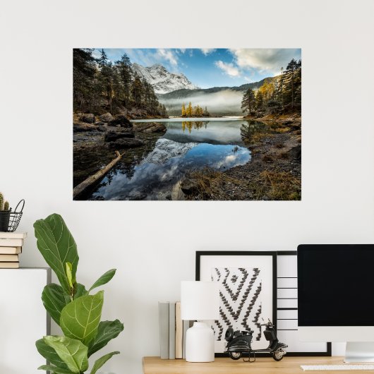 朝の気分 |エイブシー湖 ポスター (ホームオフィス)