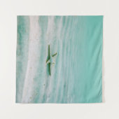 朝の水中で砂の上に白いヒトデ タペストリー (正面(横))