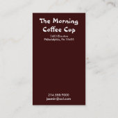 朝の渦巻の太陽のコーヒーカップの家の名刺 名刺 (裏面)