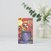 朝の渦巻の太陽のコーヒーカップの家の名刺 名刺 (スタンド正面)