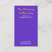 朝の渦巻の太陽のコーヒーカップの家の名刺 名刺 (裏面)