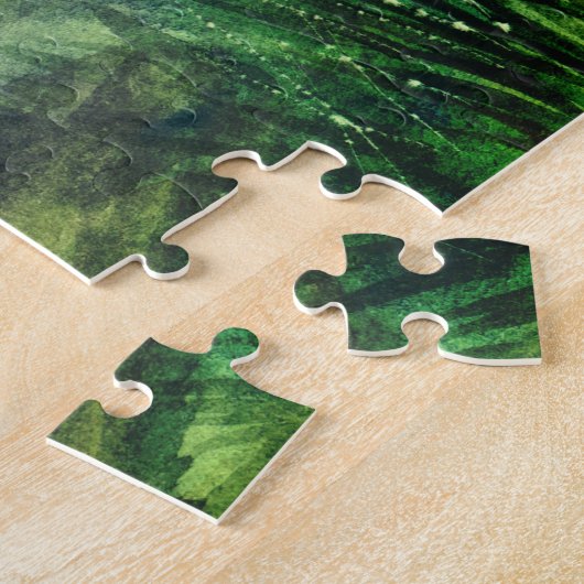 朝の湖の風景の水の色の静寂 ジグソーパズル (側面)