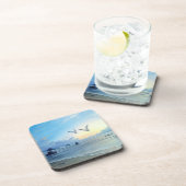朝の潮ビーチのテーマのプラスチックコースター コースター (右側)