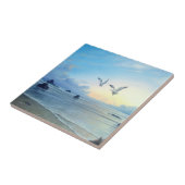 朝の潮ビーチのテーマの台所タイル タイル (側面)