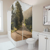 朝の灰色のコンクリートの道 シャワーカーテン (インサイチュ)