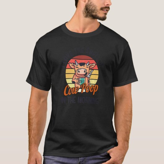 朝の牛のうんこのにおいが好き 農場 Tシャツ (正面)