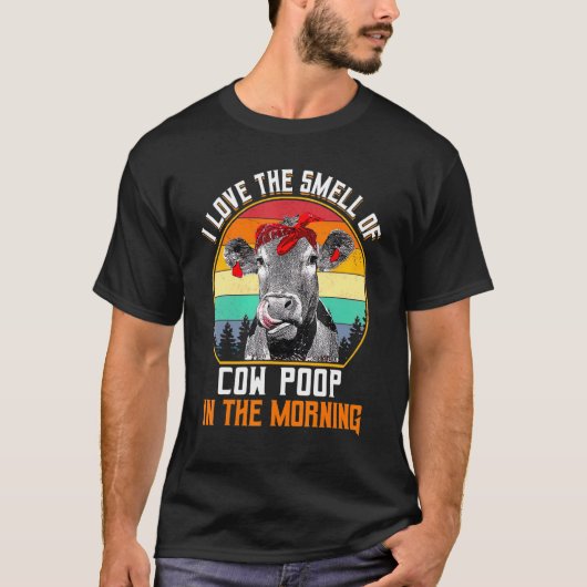 朝の牛のうんちのにおいが好き 牛 Tシャツ (正面)