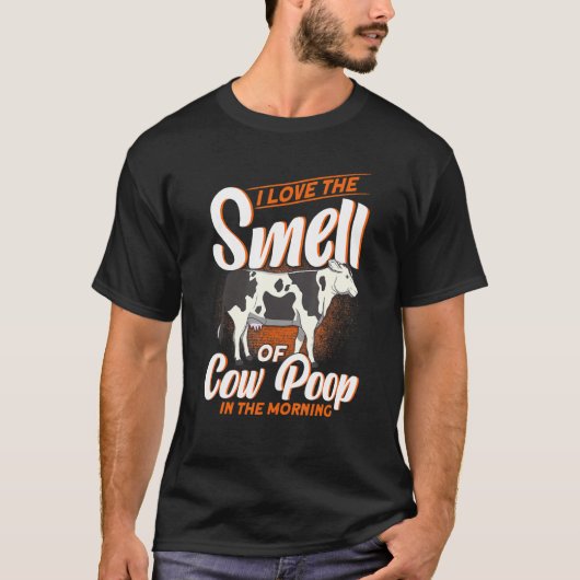 朝の牛のうんちの匂い大好き ファーマー Tシャツ (正面)