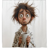 朝の狂気:最初のコーヒー、後の質問 シャワーカーテン (正面)