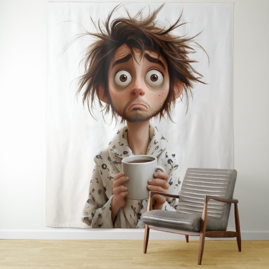 朝の狂気:最初のコーヒー、後の質問 タペストリー (インサイチュ)