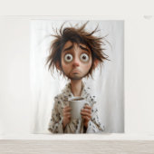 朝の狂気:最初のコーヒー、後の質問 タペストリー (正面)