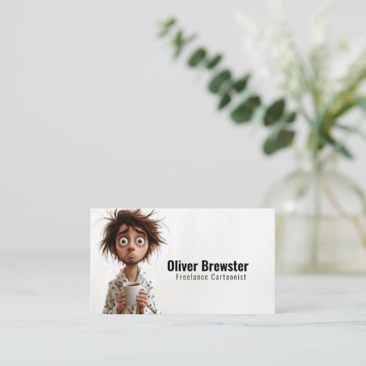 朝の狂気:最初のコーヒー、後の質問 名刺 (スタンド正面)