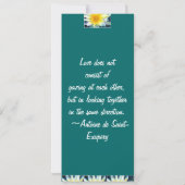 朝の白い黄色の花日付カードを保存 セーブザデート (裏面)