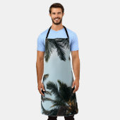 朝の白空の下の緑のヤシの木 エプロン (着用した状態)