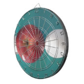 朝の相棒たち：２つの卵と１つのリンゴ 静物画 ダーツボード (正面右)