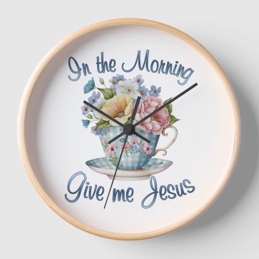 朝の私に与えイエス様の丸い時計 壁時計 (正面)
