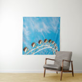 朝の空の下の白澄んい観覧車 タペストリー (インサイチュ(横))