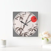 朝の竹 スクエア壁時計 (ホーム)