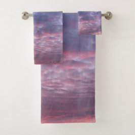 朝の紫のサンライジングタオルセット バスタオルセット