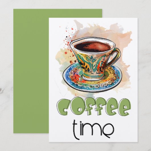 朝の至福: アラビアコーヒー カフワ قهوة تايم 招待状 (正面/裏面)