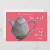 朝の茶レトロのヴィンテージの日付のカフェのパーティー 招待状 (正面)