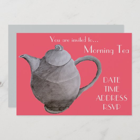 朝の茶レトロのヴィンテージの日付のカフェのパーティー 招待状 (正面/裏面)