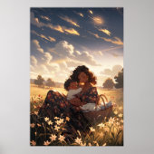 朝の草地にアニメのお母さん – 超背 ポスター (正面)