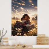 朝の草地にアニメのお母さん – 超背 ポスター (キッチン)