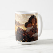 朝の草地に住むアニメのお母さん コーヒーマグカップ (正面右)