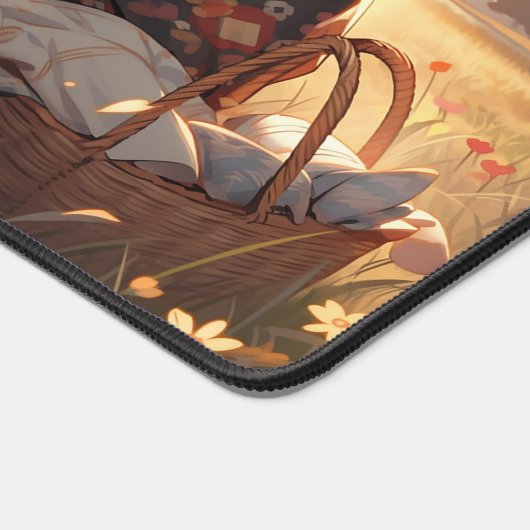 朝の草地に住むアニメのお母さん デスクマット (コーナー)