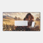 朝の草地に住むアニメのお母さん デスクマット (キーボード&マウス)