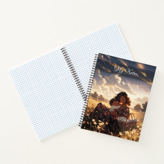 朝の草地に住むアニメのお母さん ノートブック (内部)