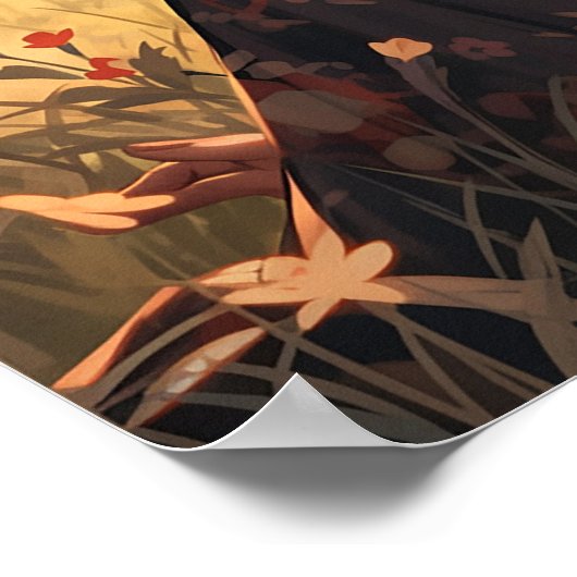 朝の草地に住むアニメのお母さん ポスター (角)