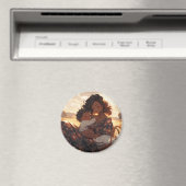 朝の草地に住むアニメのお母さん マグネット (インサイチュ (食洗機))