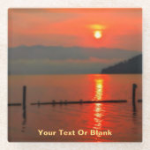 朝の赤い空 ガラスコースター (正面)