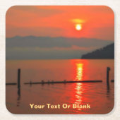 朝の赤い空 スクエアペーパーコースター (正面)