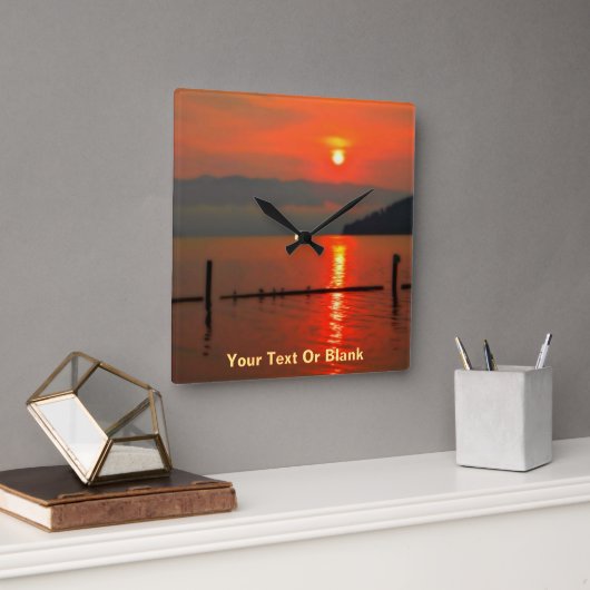 朝の赤い空 スクエア壁時計 (オフィス)