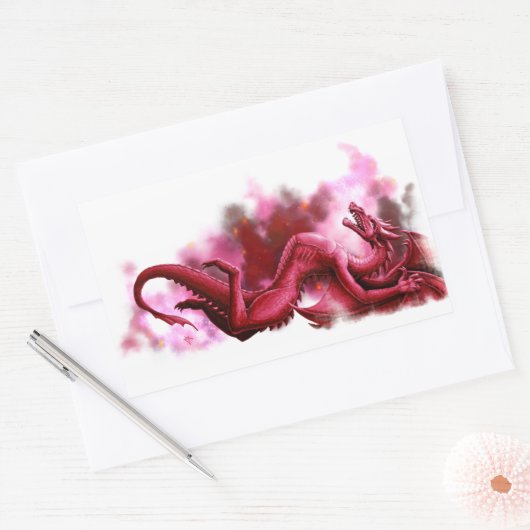 朝の赤い空 長方形シール (封筒)