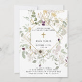 朝の野草 | 金ゴールド幾何学洗礼 招待状 (正面)