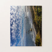 朝の雲と霧がビーチ ジグソーパズル (縦)