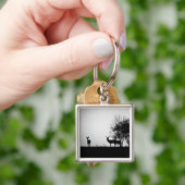 朝の霧のあるシカのイメージ キーホルダー (手)