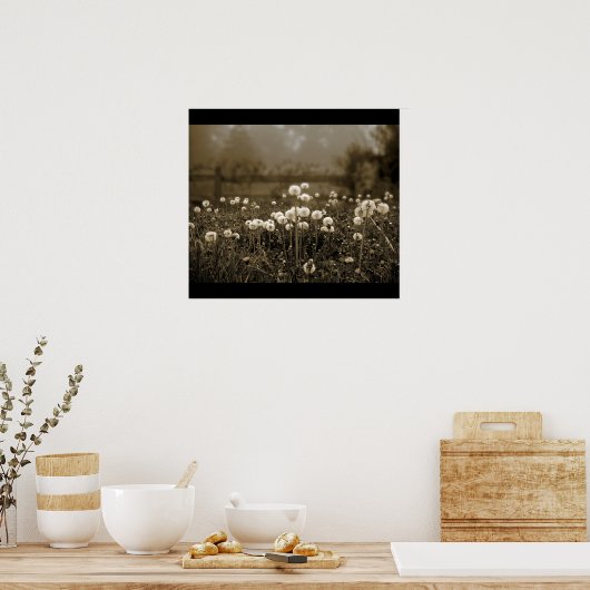 朝の霧のタンポポ ポスター (キッチン)