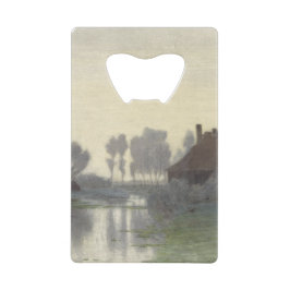 朝の霧の中で水の上に家を沸かす クレジットカード栓抜き