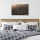 朝の霧の中のブルグエルツ城 キャンバスプリント (インサイチュ (寝室))