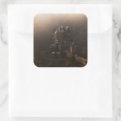 朝の霧の中のブルグエルツ城 スクエアシール (バッグ)