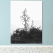 朝の霧の中の孤独な木 キャンバスプリント (インサイチュ (ウッドフロア))