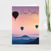 朝の霧の中の熱気球誕生日 カード (正面)